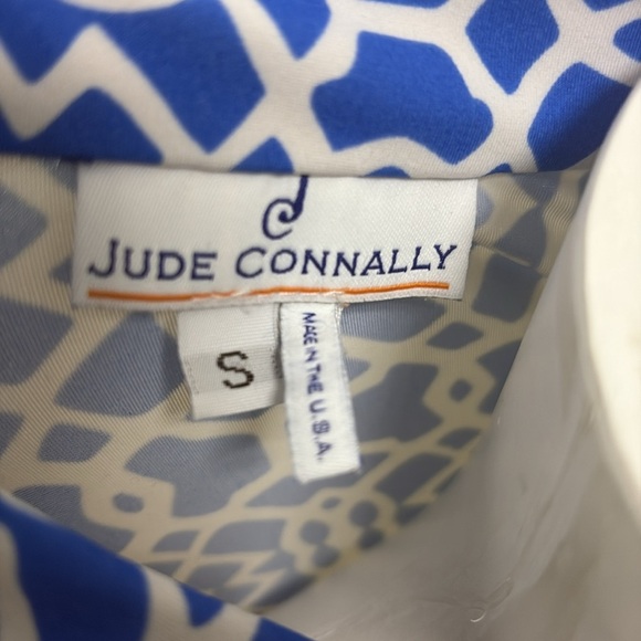 Jude Connally Chris Blue & White Geometric Tunic Top - Small - Picture 6 of 8